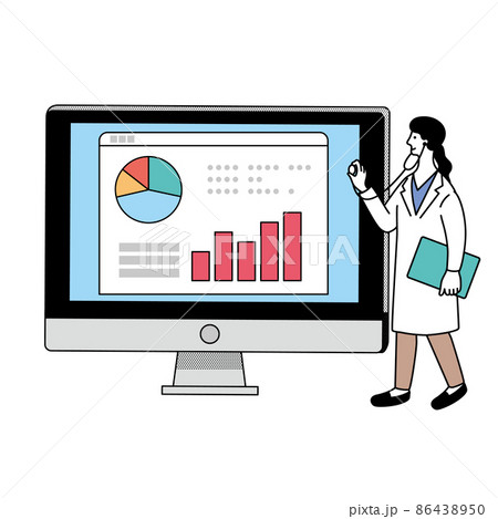 パソコンに聴診器をあてる医者のイラスト 86438950