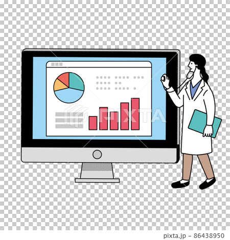 パソコンに聴診器をあてる医者のイラスト 86438950