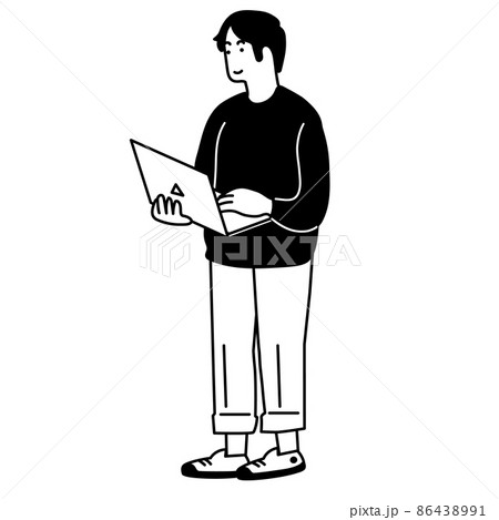 パソコンをする男性のイラスト 86438991