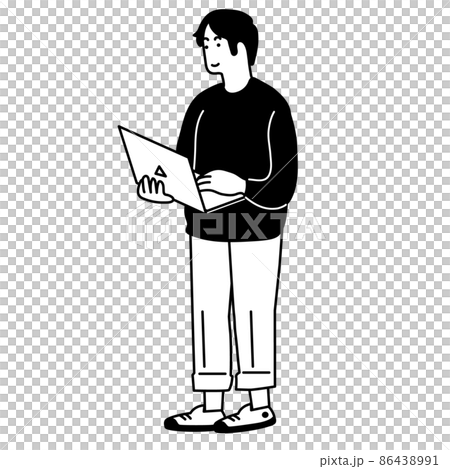 パソコンをする男性のイラスト 86438991