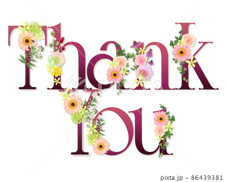 ピンクの花文字メッセージーThank You 2 86439381
