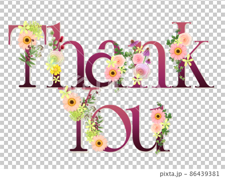 ピンクの花文字メッセージーThank You 2 86439381
