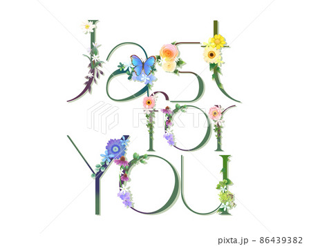 緑の花文字メッセージーJust for You 1 緑の花文字メッセージーJust for You 1 86439382