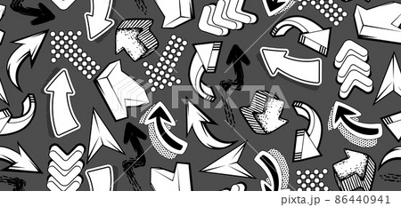 Seamless pattern with abstract graffiti arrows. Cartoon teenage creative image. Seamless pattern with abstract graffiti arrows. Cartoon teenage creative image. 86440941