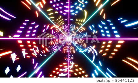 Shining Dashed Line Shape arts and Multi Color Light Rays. 86441123