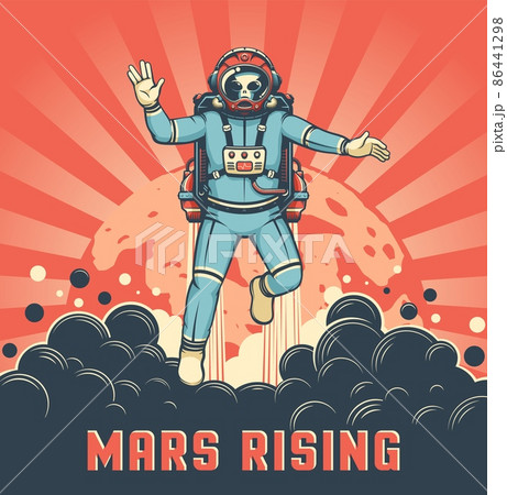 Martian astronaut with jetpack takes off Martian astronaut with jetpack takes off 86441298