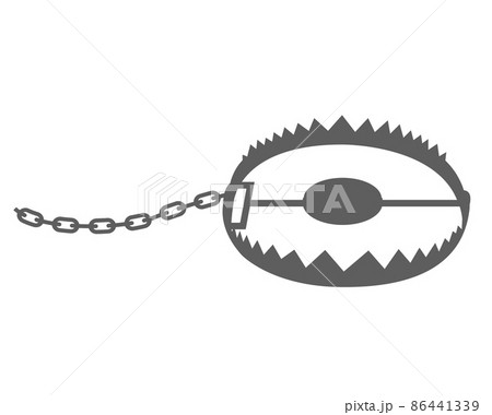 Cogged steel trap icon, animal hunt catcher, open metal toothed snare, vector Cogged steel trap icon, animal hunt catcher, open metal toothed snare, vector 86441339