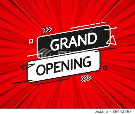 Grand opening red banner in flat style on red background. Vector illustration Grand opening red banner in flat style on red background. Vector illustration 86442767