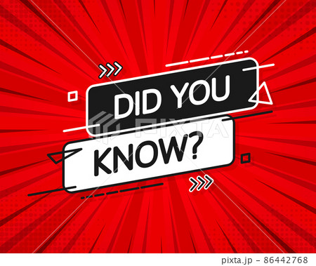 Did you know flat banner in pop style on red background. Vector illustration 86442768