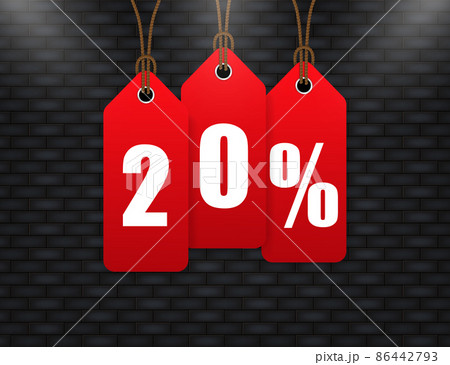 Trendy flat advertising with 20 percent discount price tag badge for promo design. Poster badge. Business design. Vector illustration 86442793