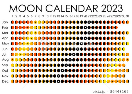 2023 Moon calendar. Astrological calendar design. planner. Place for stickers. Month cycle planner mockup. Isolated black and white background 86443165