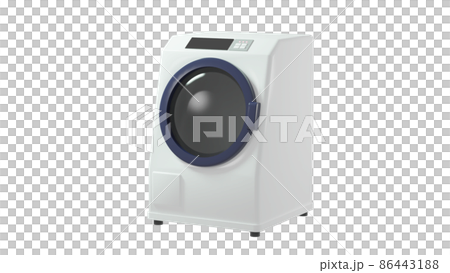 3DCGで描かれたドラム式洗濯機のイラスト。背景透過処理。 86443188
