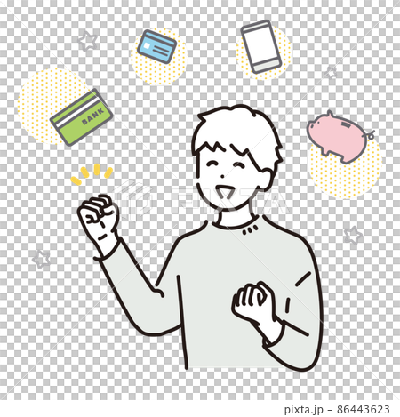 Image illustration material of a man who is happy with household management well 86443623