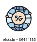 global 5g color vector doodle simple icon 86444333