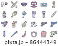 Self defence weapon color vector doodle simple icon set 86444349