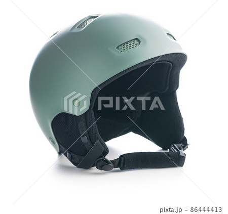 Colorful ski helmet isolated on white background. 86444413