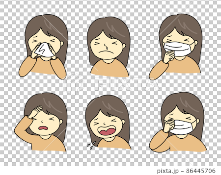 Female with hay fever and cold symptoms 86445706