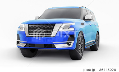 Blue Premium Family SUV car isolated on white background. 3d rendering 86446020