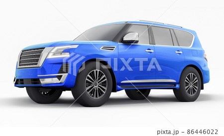 Blue Premium Family SUV car isolated on white background. 3d rendering 86446022