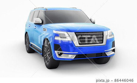 Blue Premium Family SUV car isolated on white background. 3d rendering 86446046