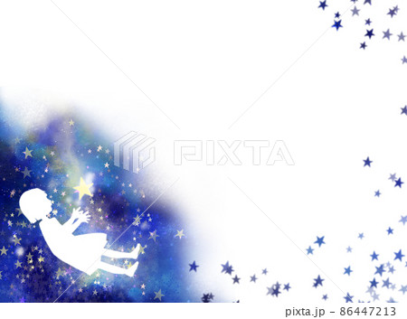 星を捕まえた女の子のイラスト素材