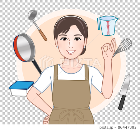 キッチンツールと女性 86447392
