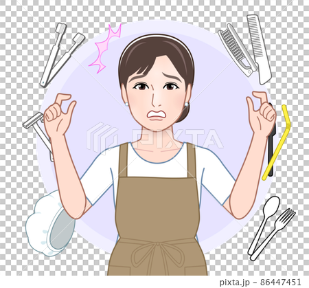 使い捨てプラスチックゴミと女性 86447451