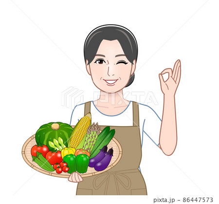 夏野菜を持った女性 夏野菜を持った女性 86447573