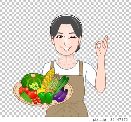 夏野菜を持った女性 夏野菜を持った女性 86447573