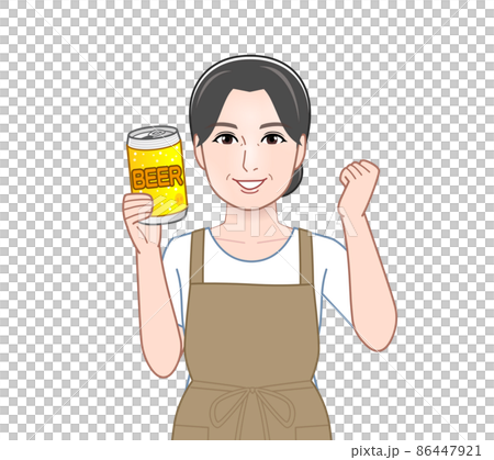 Housewife with canned beer 86447921