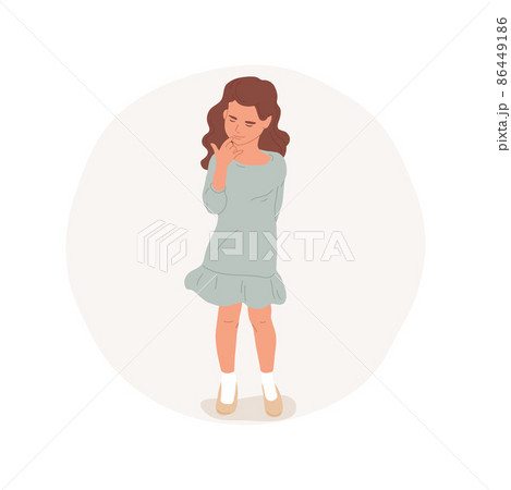 Embarrassment isolated cartoon vector illustration. Shy and embarrassed girl with unhappy face expression, people psychology, socio-emotional development, disappointed kid cartoon vector. 86449186