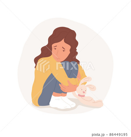 Fear isolated cartoon vector illustration. Scared and worried girl having fear and stress, kids psychology, people socio-emotional development, child lifestyle, panic attack cartoon vector. 86449195