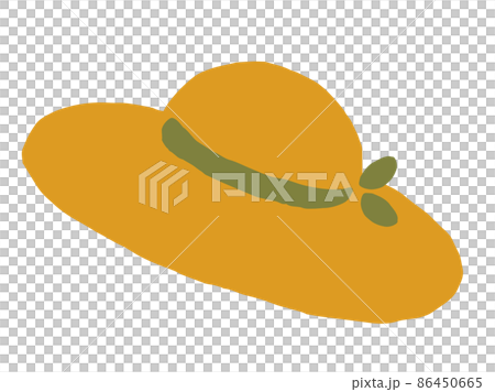 Cute green ribbon straw hat / hand drawn illustration Cute green ribbon straw hat / hand drawn illustration 86450665