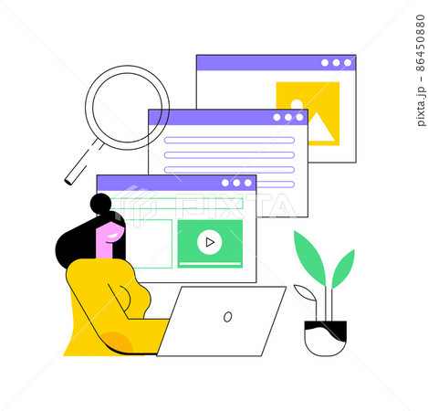 Copy optimization abstract concept vector illustration. Copy optimization service, menu bar tab, company website, webpage development, UI design, SEO business, search engine abstract metaphor. 86450880
