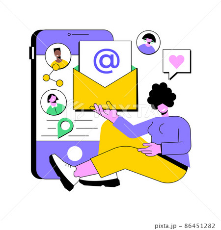 Email marketing abstract concept vector illustration. Email newsletter service, personalized message, connect with a customer, automated sending tool, permission based marketing abstract metaphor. 86451282