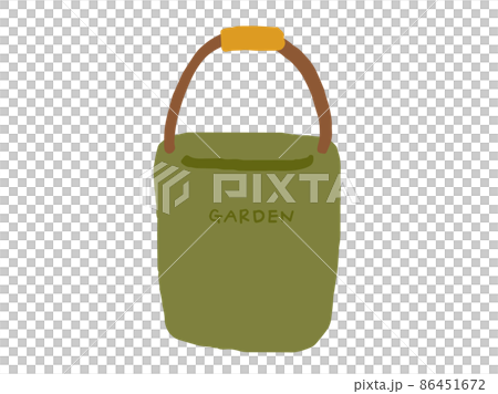 かわいいガーデニングの緑色のバケツ/手描きイラスト かわいいガーデニングの緑色のバケツ/手描きイラスト 86451672