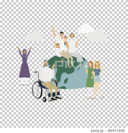 手を振る様々な人と地球 86451880