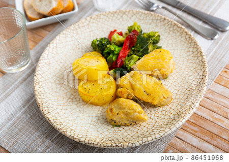 Popular dish of chicken breast with vegetables 86451968