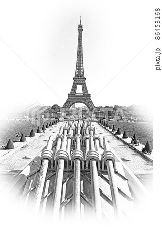 Typical landmark and symbol for Paris - the famous Eiffel Tower 86453168
