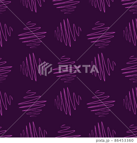 Soundwave seamless pattern. Curve waves background. 86453360