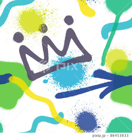 Bright graffiti spray paint seamless pattern. Vector illustration. Vector illustration 86453633