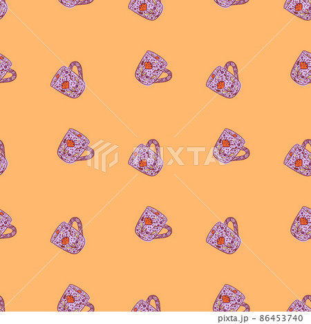 Cute mugs seamless pattern. Background of teatime. Cute mugs seamless pattern. Background of teatime. 86453740