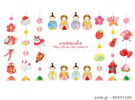 手書きのひな人形とつるし雛 86455180