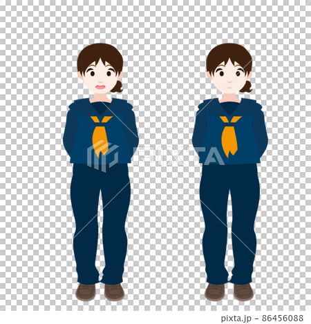 Schoolgirl in a sailor suit with her arms folded behind Schoolgirl in a sailor suit with her arms folded behind 86456088