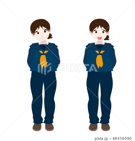 後ろに腕組むセーラー服の女学生 後ろに腕組むセーラー服の女学生 86456090
