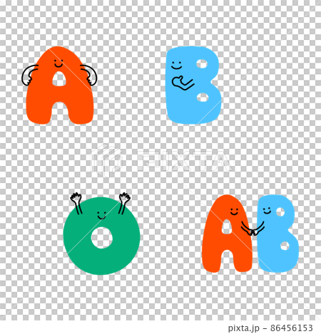 血液型のキャラクターのイラストセット（白背景・ベクター・切り抜き） 86456153