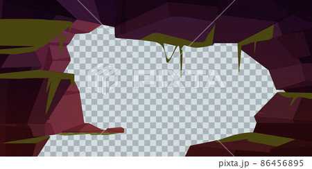 Cartoon cave background, stone tunnel with moss Cartoon cave background, stone tunnel with moss 86456895