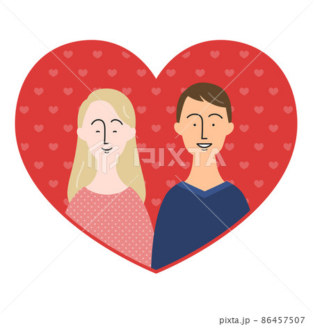 アジア人男性と白人女性のカップル・夫婦　ハートアイコン 86457507