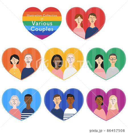 色々なスタイルのカップル・夫婦 イラストセット 色々なスタイルのカップル・夫婦 イラストセット 86457508