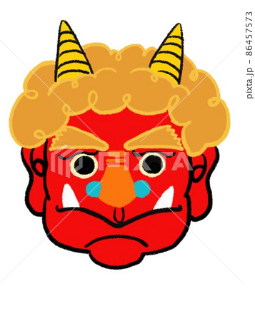 優しい表情の赤鬼正面の顔 86457573